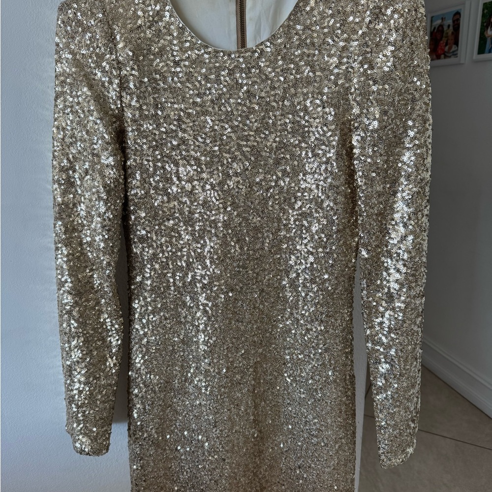Maje Gold Sequin Dress